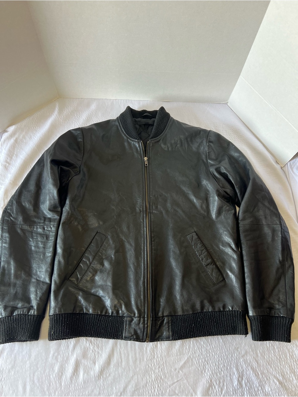 ASOS Black Leather Bomber Jacket